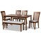 Baxton Studio Minette Modern and Contemporary Grey Fabric and Walnut Brown Finished Wood 6-Piece Dining Set 174-9879-10917-10520-Zoro - alternate 1